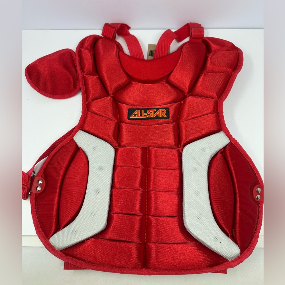New All Star Player's Series Red Gray Catcher's Chest Protector | Age 12 to 16